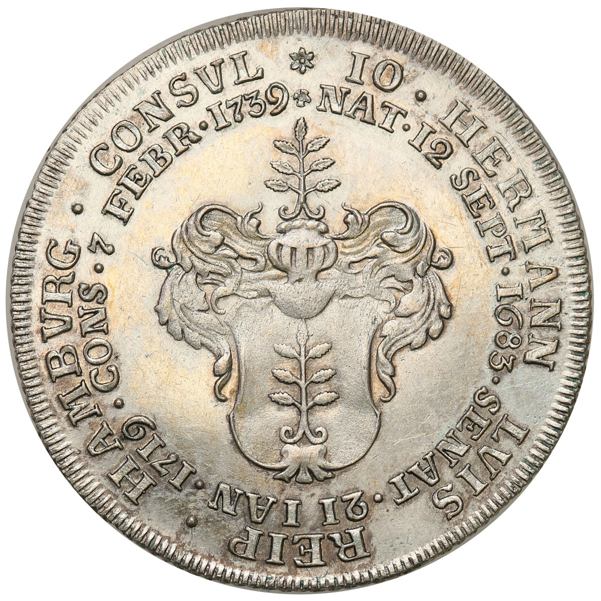 Niemcy, Hamburg. Medal 1741 z okazji śmierci burmistrza Johanna Hermanna Luisa